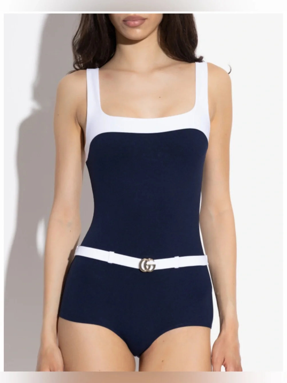 GUCCI GG logo belted swimsuit